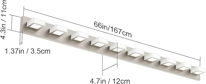 Ralbay 10-Light Brushed Nickel Bathroom Vanity Light Metal Acrylic Modern LED Bathroom Lighting Over Mirror