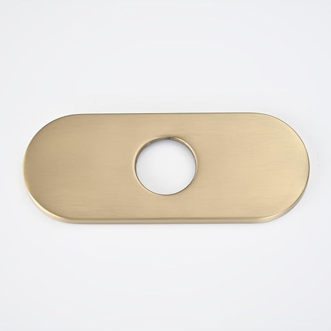 6 Inch Faucet Deck Plate for Bathroom Sink - Universal Fit for 1 Hole or 3 Hole 4 Inch Centerset Basins - Escutcheon Faucet Plate - Stainless Steel Faucet Hole Cover(Brushed Gold)
