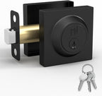 Mega Handles - Prime Deadbolt I Entry Deadbolt Lock - Heavy Duty Square Locking Deadbolt for Left or Right-Handed Doors - Interior/Exterior - Matte Black