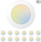 Amico 12 Pack 5/6 Inch LED Disk Lights, Dimmable Flush Mount Ceiling Disc Lights, 2700K/3000K/4000K/5000K/6000K Selectable, 12W Eqv 110W, 1050LM, Low Profile Surface Mount Ceiling Light, ETL&FCC