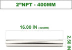 TAISHER 1PCS Stainless Steel Pipe Fittings, 2" NPT Female x 2" NPT Female Threaded, 16" Length Nipple Cast Pipe