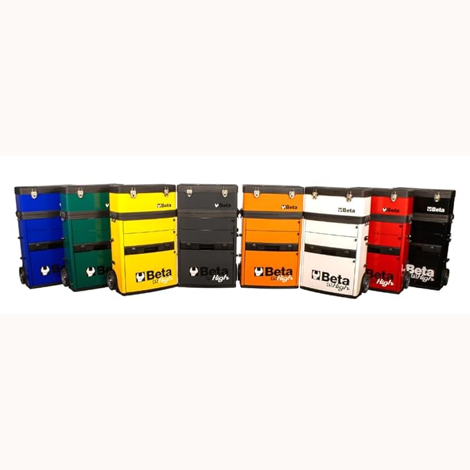 Beta C41H Two-Module Rolling Metal Tool Chest, Detachable Metal Tool Box, Telescopic Handles, Grey