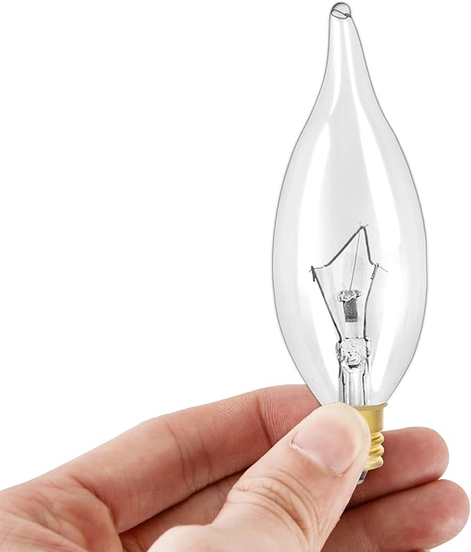 12-Pack E12 B10 Clear Candelabra Base Bulb, 40W 120V Incandescent Candle Light Bulbs Dimmable Chandelier Light Bulbs for Pendants or Outdoor, Ceiling Fan, Wall Sconces, Fireplace (40, Watts)