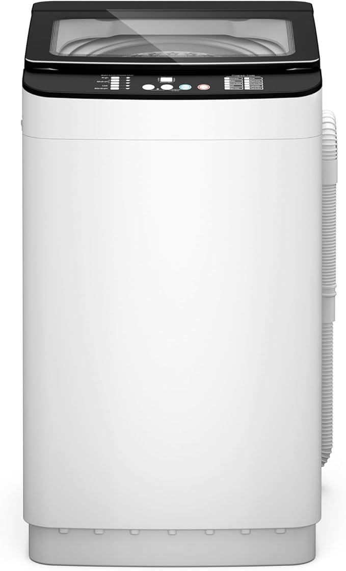 Zynkez 25lbs Portable Washing Machine, Fully Automatic Washing Machine with LED Display, 10 Wash Cycles, 26 Mins Quick Wash, 24H Delay Start, Clothes Washer with Drain Pump for Apartment, RV, Camp