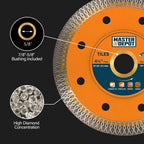 4.5 Inch Ultra-Thin Turbo Mesh Diamond Blade for Porcelain, Ceramic, Marble, Granite Cutting, 2 Pack for Handheld and Angle Grinders, Dry and Wet Use