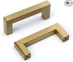 30 Pack Champagne Cabinet Pulls 3 Inch Drawer Handles Champagne Gold Cupboard Handles Square Cabinet Door Handles Modern Stainless Steel Kitchen Hardware for Cabinets