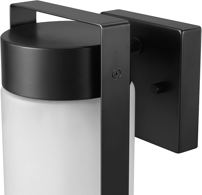 GLOBE Electric 60000165 1-Light Outdoor Wall Sconce, Matte Black, Frosted Glass