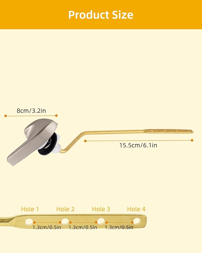 2 Pack Universal Brass Toilet Handle Replacement Kit, Side/Angle Mount Toilet Flush Handle Compatible with Kohler K-GP30324-CP/TOTO/American Standard, Stainless Steel Flapper Chain, Brushed Nickel