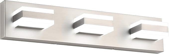 SOLFART Bathroom Vanity Lights Over Mirror Brushed Nickel Bathroom Light Fixture 3 Light Led Lights for Bathrooms Vanity Lights for Bath Nickel