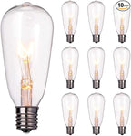 10 Pack Replacement Light Bulbs Outdoor, 7W ST40 Clear Edison Replacement Bulbs for Outdoor String Lights, E17 Intermediate Screw Base C9 Vintage Christmas Bulbs, Warm White