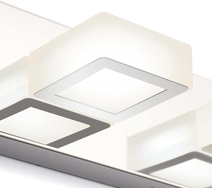 Ralbay Modern Chrome Bathroom Lights with 5 LEDs - Acrylic Finish Over Mirror, Natural White Light