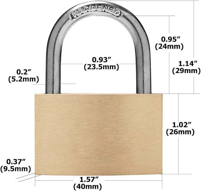 Thin Solid Brass Same Keyed Padlock keyed Alike Locks-40mm-12pack