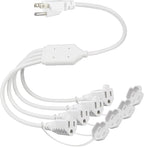 KUNCAN 4-Outlet Power Splitter Cord - 3 Prong 1 to 4 Way Male to Female Multi Plug Adapter, 1.5FT 16AWG 13A Y Style Extension Cord with Outlet Cover for Computer, LED Stage Light (White 1-Pack)