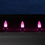 Wintergreen Lighting 25 Pack OptiCore C9 LED Pink Christmas Replacement Bulbs - Vintage Ceramic Style Valentine Lights, E17 Base (Smooth)