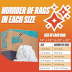 Arkwright W43 Cotton Tshirt Rags - 25 lb Box - Soft Lint Free Cloths for Cleaning, Streak & Scratch-Free, Professional Grade Bulk Wiping Towels for Polishing, Painting, and Staining, White