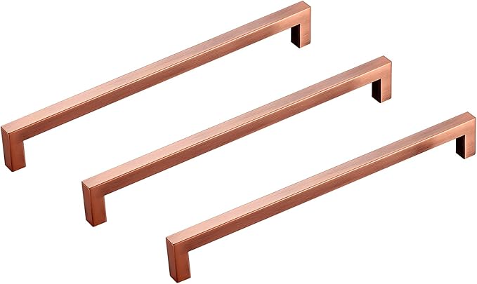 10 Pack Kitchen Cabinet Handles 8 Inch Hole Centers Antique Copper Cabinet Pulls Stainless Steel Square Drawer Pulls Cupboard Handles