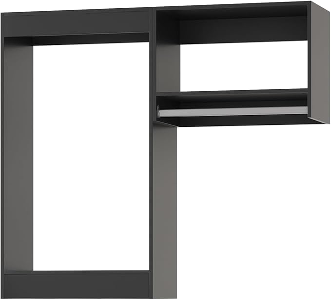 Modular Closet System, 52" Wide Closet Organizer System with Hanging, Wood Tower Closet Storage for Walk In Closets, Wall Mounted Wardrobe Organizer Kit System, Bedroom, Black