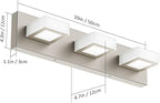 Ralbay 3-Light Brushed Nickel Bathroom Vanity Lights Metal Acrylic LED Modern Bathroom Wall Lighting Fixtures
