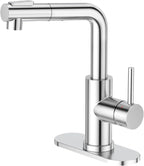 CREA Sink Faucets with Sprayer - Pull Out Bathroom Faucet - Single Hole 1 Handle Bar Faucets for Mini Pre Sink RV Outdoor Laundry Room - Chrome Stainless Steel