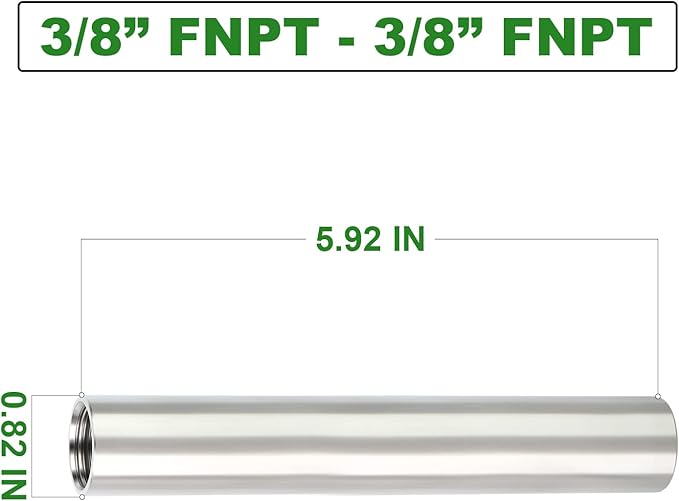 TAISHER 2PCS Stainless Steel Pipe Fittings, 3/8" NPT x 3/8" NPT Female Threaded, 6" Length Nipple Cast Pipe