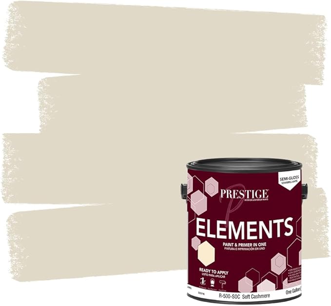 PRESTIGE Paints Elements Interior Paint and Primer in One, Semi-Gloss, 1 Gallon, Soft Cashmere