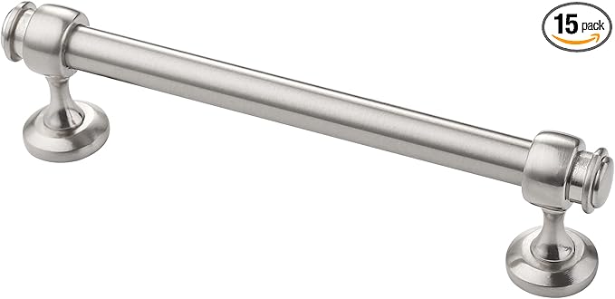Alzassbg 15 Pack Brushed Satin Nickel Cabinet Pulls, 5 Inch(128mm) Hole Centers Cabinet Handles Kitchen Hardware Straight Bar for Cabinets and Drawer AL3082SN