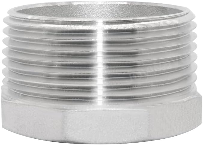 Joywayus Stainless Steel Hex Head Bushing Reducer Pipe Fitting 1-1/4 NPT Male × 1 NPT Female (Pack of 2)