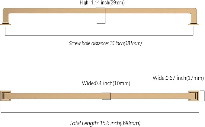 FILTA 15 Inch(381mm) Hole Centers Champagne Bronze Cabinet Pulls(Set of 6),Champagne Cabinet Pulls Zinc Alloy Kitchen Cabinet Handles Cabinet Hardware for Cabinets Cupboard Drawer