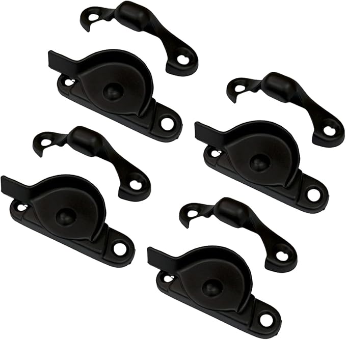 QCAA Zinc Die Cast Window Sash Lock, Matte Black, 4 Pack, Made in Taiwan
