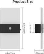 Wireless Motion Sensor Indoor Wall Sconces Set of 2, Morden Battery Acrylic LED Wall Lantern, Cordless Decorative Wall Lamps for Porch Patio Hallway Bedroom Living Room(Black)