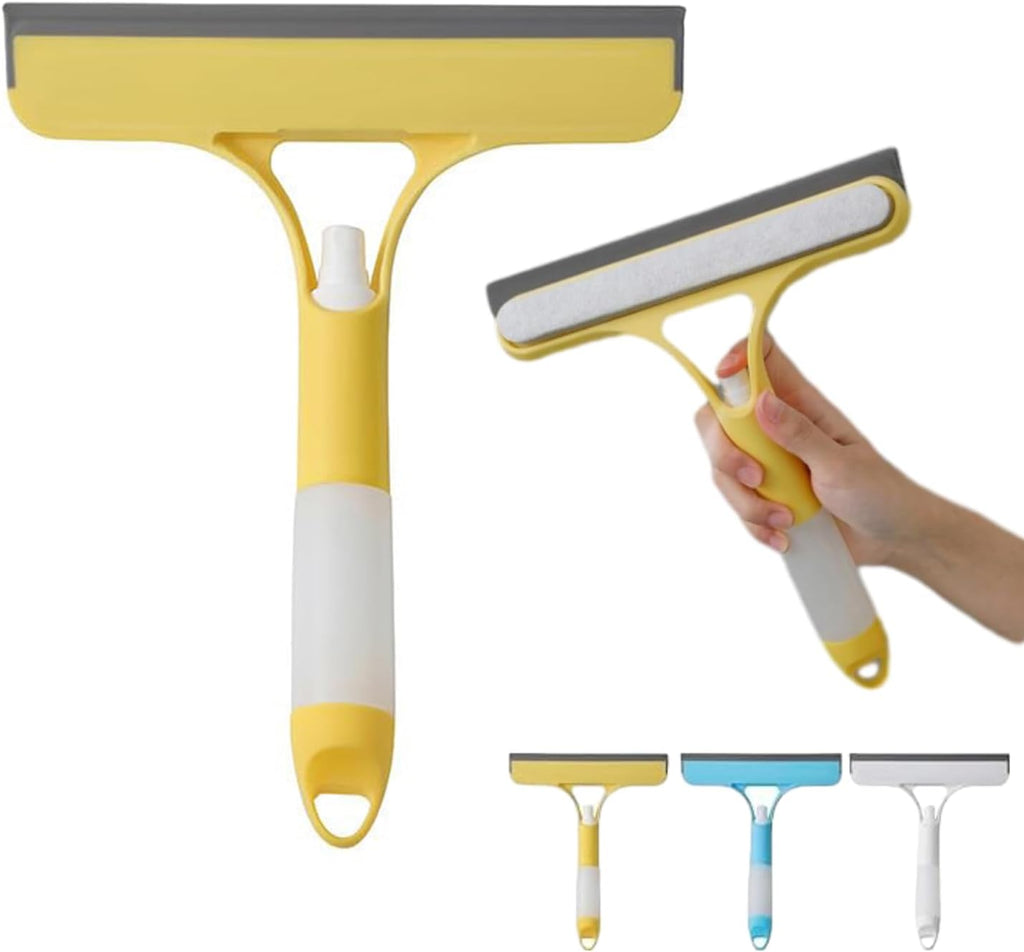 3 in 1 Spray Squeegee, WindowSqueegee with Spray 3 in 1 WindowSqueegee Cleaner, Spray WindowSqueegee Cleaner Tool with SprayBottle, for Car, Home, Kitchen Window (Yellow)