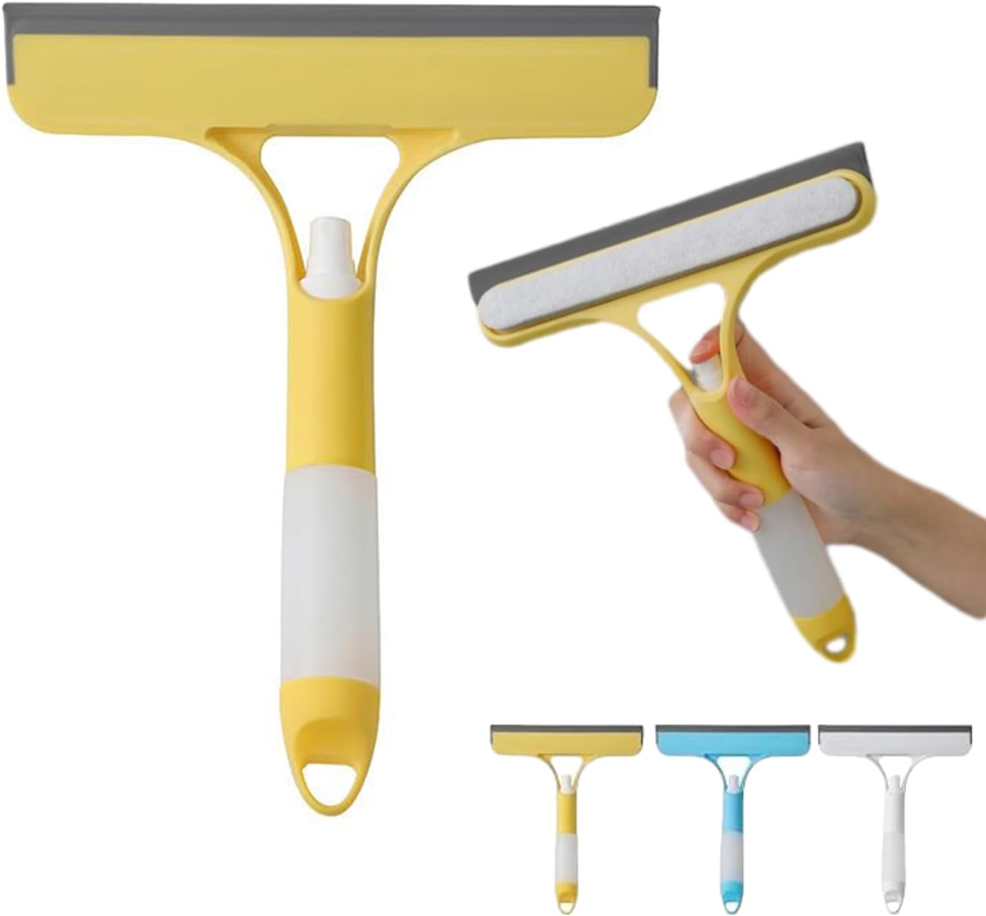 3 in 1 Spray Squeegee, WindowSqueegee with Spray 3 in 1 WindowSqueegee Cleaner, Spray WindowSqueegee Cleaner Tool with SprayBottle, for Car, Home, Kitchen Window (Yellow)