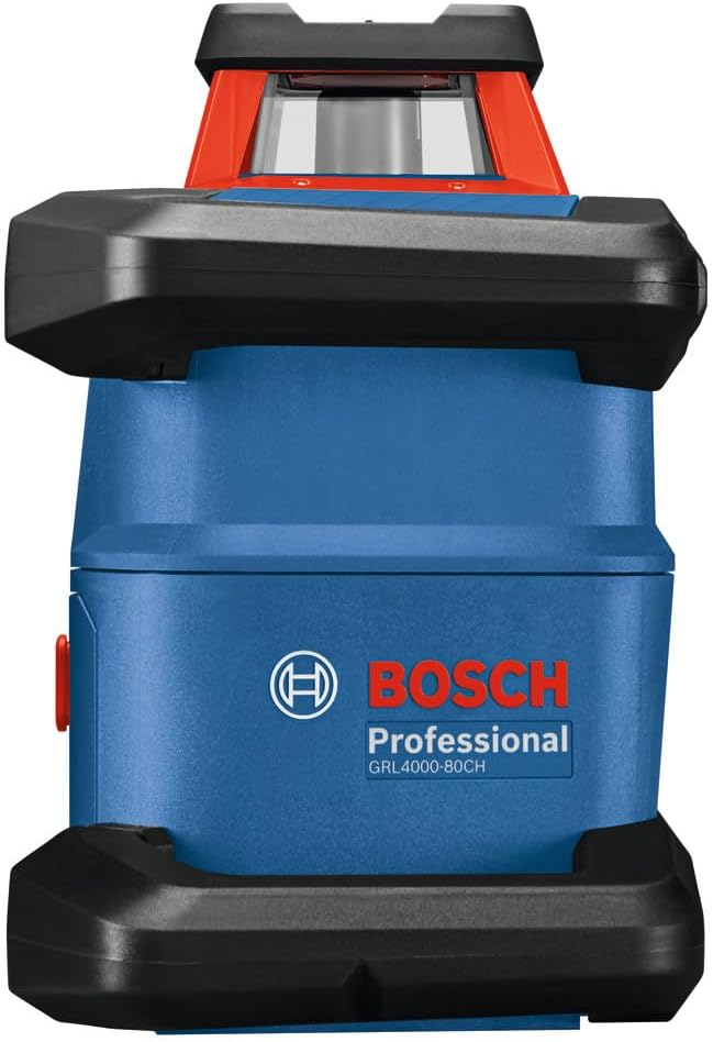 BOSCH GRL4000-80CH REVOLVE 18V Connected Self-Leveling Horizontal Rotary Laser Kit, Includes CORE18V 4 Ah Battery & Charger, Receiver, Battery Adapter, 4 D Batteries, 2 AA Batteries, & Carrying Case