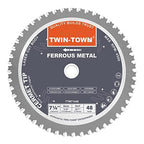 TWIN-TOWN 7-1/4-Inch 48 Teeth Dry Cut Steel and Ferrous Metal Cermet Saw Blade with 5/8-Inch Arbor