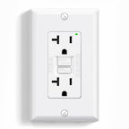 ELEGRP GFCI Outlet 20 Amp, Self-Test GFI Electrical Outlet with Narrow Design, GFCI Receptacle with LED Indicator, UL Listed, White, Wall Plate Included, 1 Pack