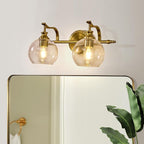 ANDY STAR 2 Light Bathroom Vanity Light, Brushed Gold Bathroom Light Fixtures, Wall Lighting with Clear Globe Glass Shades, Brass Wall Sconce for Living Room, Bedroom, Hallway