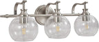 ANDY STAR 3 Light Bathroom Vanity Lights, Modern Wall Sconces Lighting, Silver Bathroom Lights with Clear Glass Shades, Bath Wall Lights Wall Lamp for Mirror, Living Room, Kitchen, Hallway