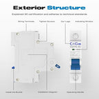 AC Miniature Circuit Breaker 50 Amp 1 Pole 120/240V Solar AC Disconnect Switch Thermal Magnetic Trip Din Rail Mount