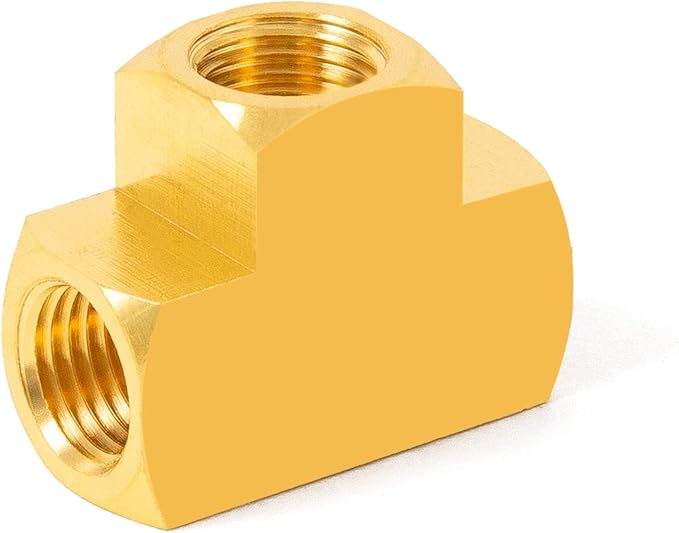 ChillWaves Brass Pipe Fitting, Barstock Tee 1/8" x 1/8" x 1/8" NPT Female Thread Adapter(6-PACK)