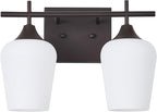 Oil Rubbed Bronze Bathroom Light Fixture, 2 Lights Bathroom Vanity Lights Over Mirror with Milk Glass, Modern Farmhouse Bath Wall Sconce Light, OS-YQ9167-2AW
