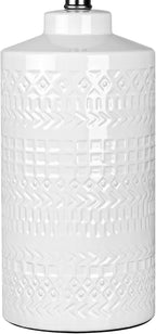 24.5" White Ceramic Table Lamp 3-Way Dimmable Nightstand with White Linen Shade Bedside Lamp for Bedrooms & Living Room Office Reading(Bulb Included)