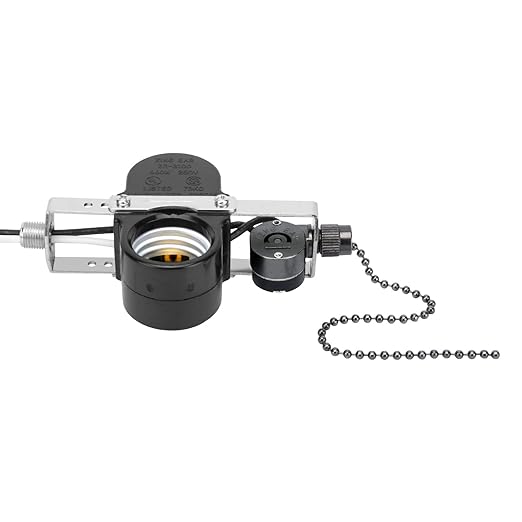 DAYONE Ceiling Fan Light E-27 Multi Lampholder Socket Ceiling Fan Switch Zing Ear ZE-310D Socket with ZE-109M Pull Chain Switch for Ceiling Fan Lamp Light (Black Bronze)