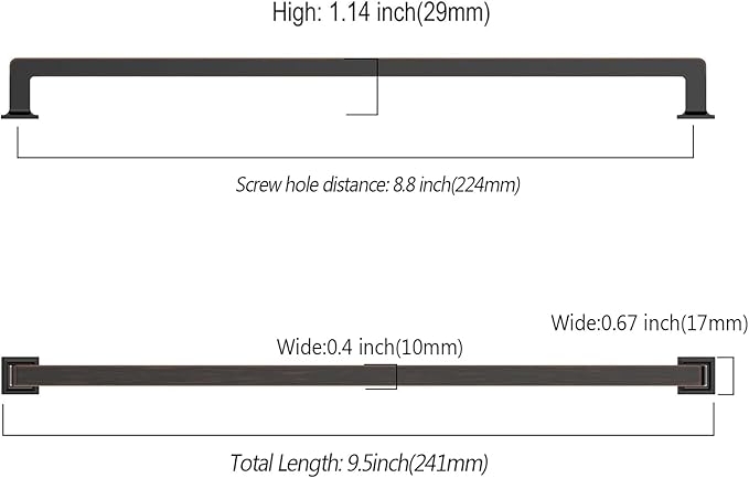 10 Pack 8.8"(224mm) Oil Rubbed Bronze Cabinet Pulls Kitchen Cabinet Handles Drawer Pulls Cupboard Hardware for Cabinets CK0078