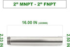 TAISHER 1PCS Stainless Steel Pipe Fittings, 2" NPT Male x 2" NPT Female Threaded, 16" Length Nipple Cast Pipe