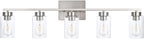 5 Light Bathroom Vanity Light Fixtures, Brush Nickel Modern Wall Lights with Clear Glass Shade, Vintage Wall Sconce Lighting for Living Room, Mirror, Bedroom, Hallway (Nickel, 5-Lights)