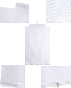 ALYER Breathable Mesh Laundry Hamper,Foldable Hanging Closet Storage Basket,Portable Space Saving Dirty Clothes Bag (White)