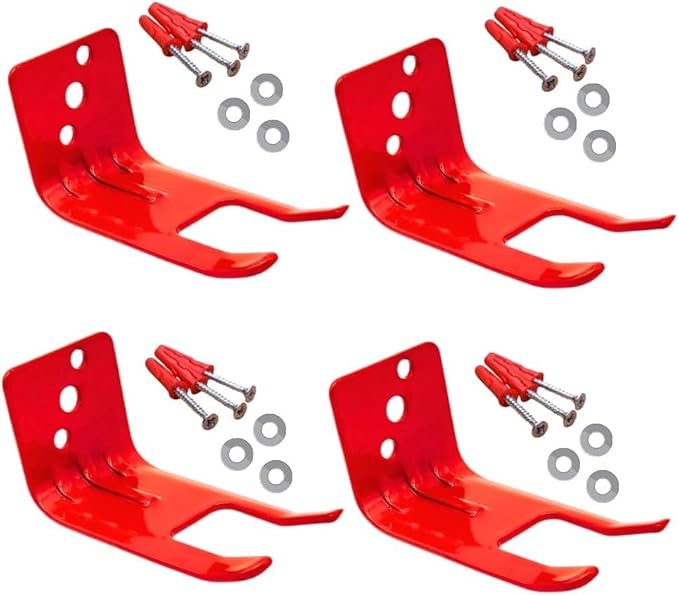 Fork Fire Extinguisher Mount, Wall Hook, Red, (4 Brackets)