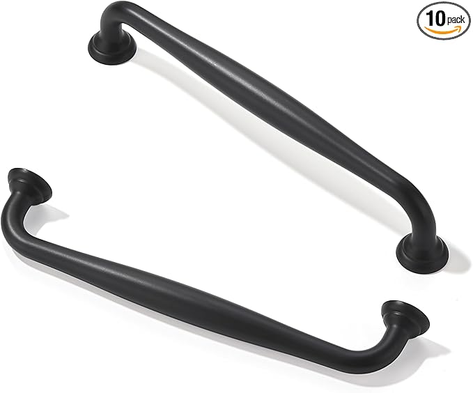 TUNNY 10 Pack Cabinet Handles-6.3"/160mm Screw Spacing Matte Black Furniture Hardware Handles for Kitchen Cabinets Bedroom Dresser Wardrobe Cabinet Pulls
