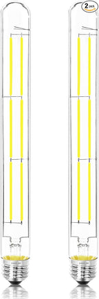 11.8IN 1000LM 5000K Daylight White Light Bulbs E26 Base, T10 T9 Edison Bulbs Dimmable 8W, AC 120V 100 Watt Equal Filament Bulb, Vintage Clear Glass Long Tubular LED Bulb, UL Listed - 2Pack