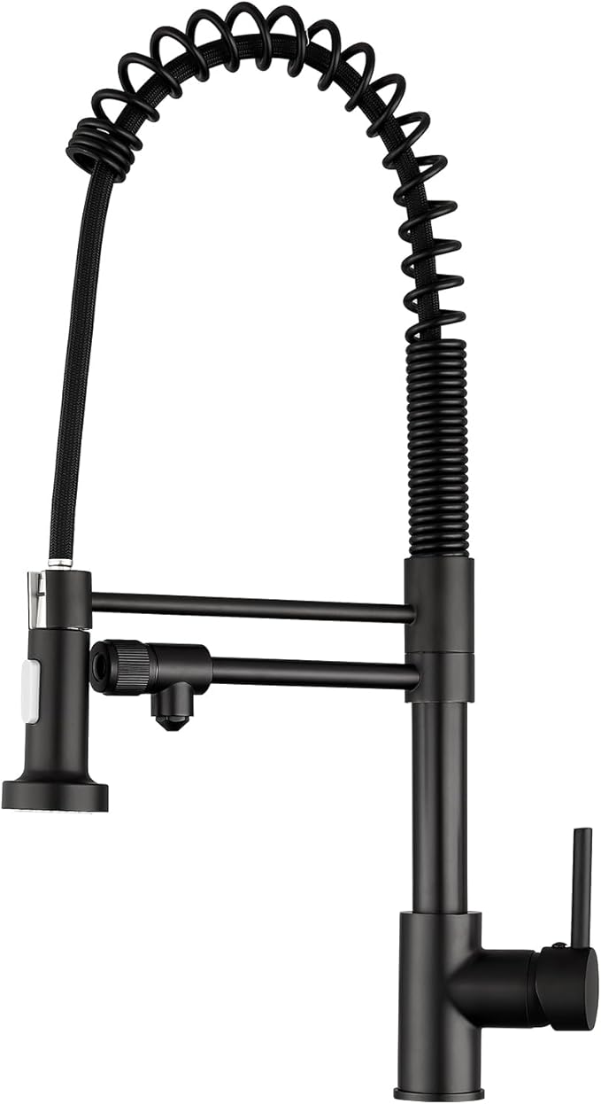 MENATT 3 Way Kitchen Faucet with Drinking Water Faucet, Dual Handles Pull Down Kitchen Faucet, 3 in 1 High Arc Water Filter Purifier Faucets, Matte Black
